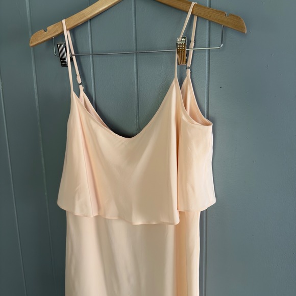 LaMade 100% silk cami y2k long tank S pink ruffle detail Euro summer NWT pastel - Picture 2 of 10